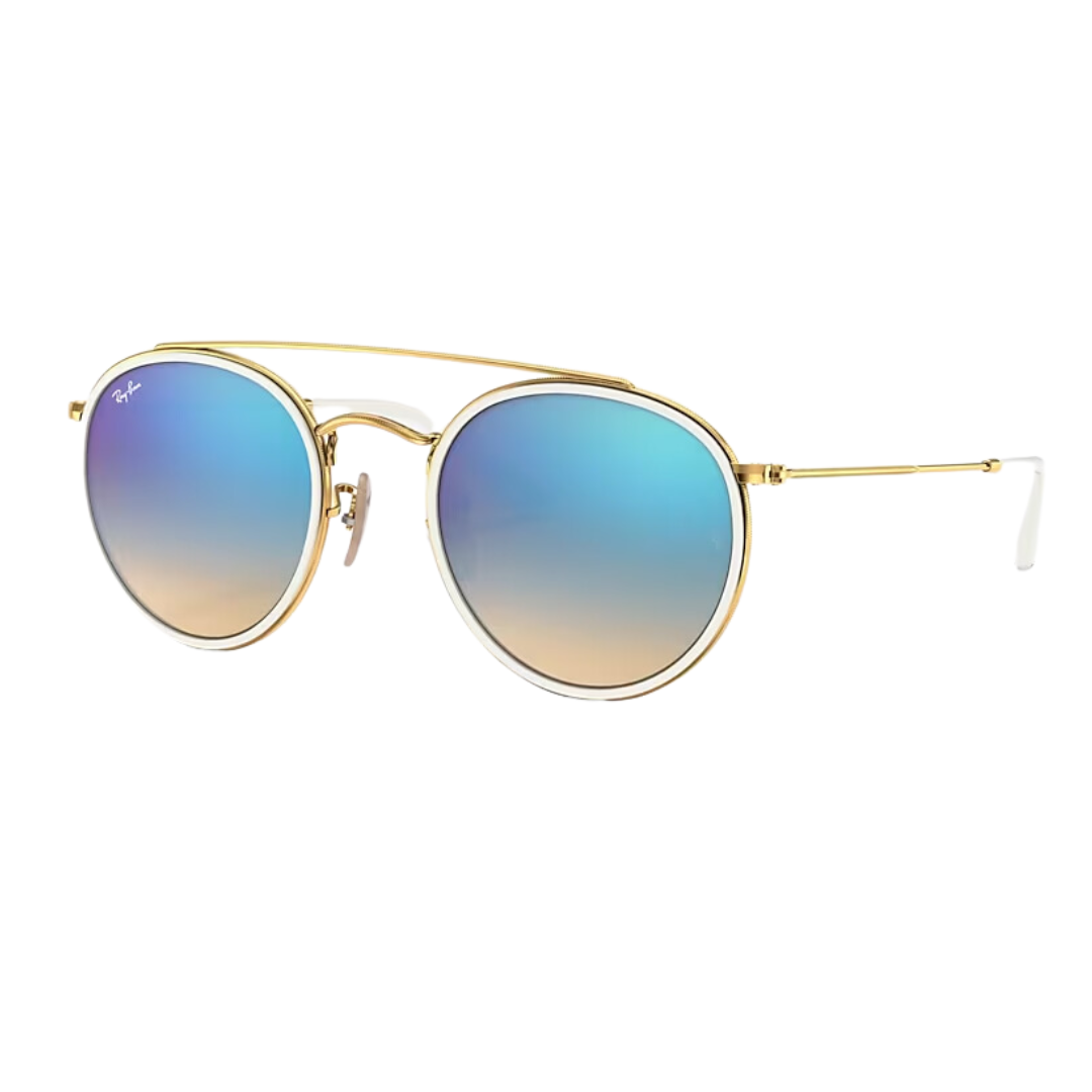 Anteojos De Sol Ray-ban Round Double Bridge RB3647 001 40 Celeste Degrade