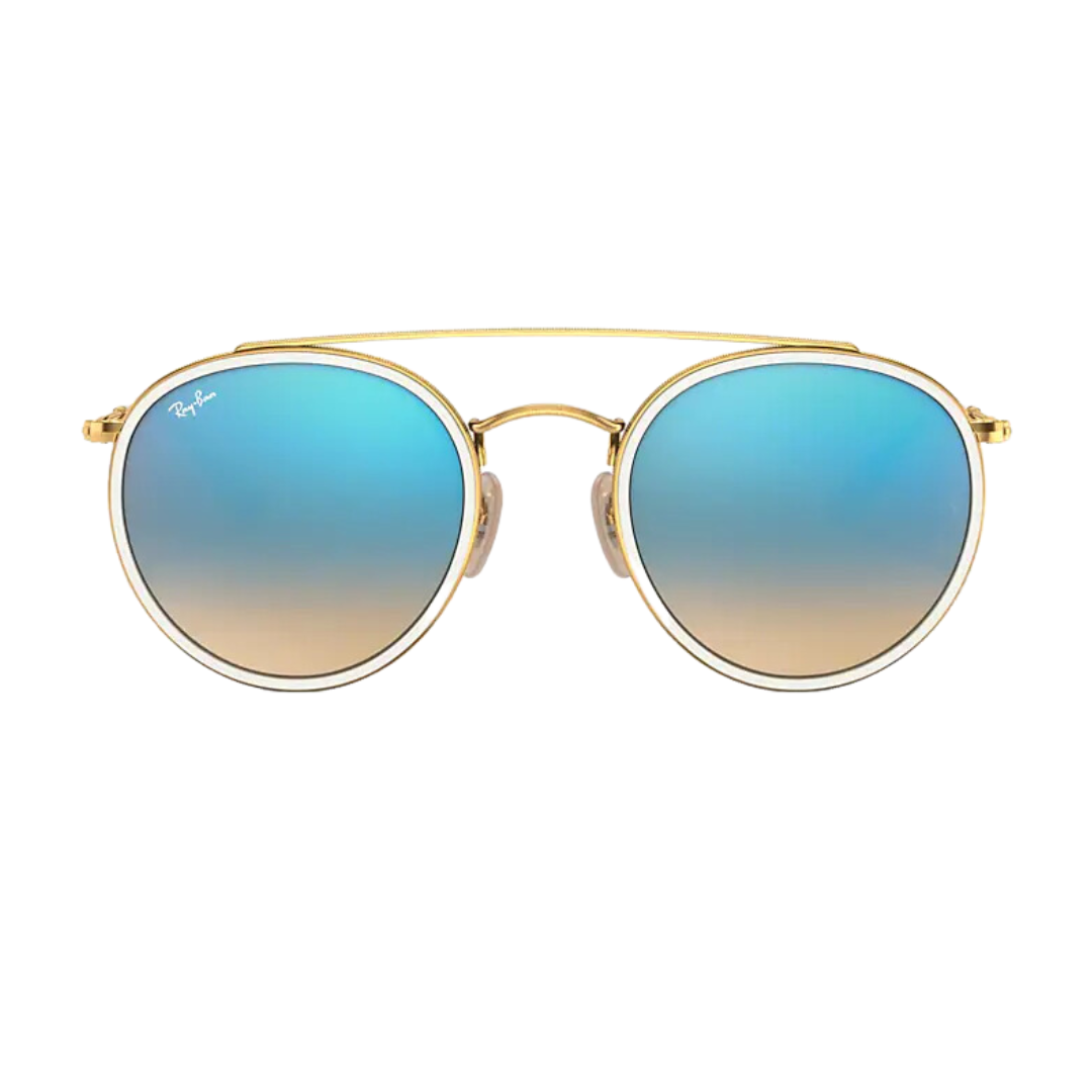 Anteojos De Sol Ray-ban Round Double Bridge RB3647 001 40 Celeste Degrade