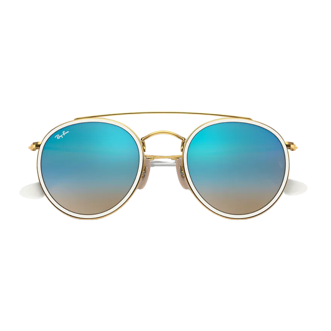 Anteojos De Sol Ray-ban Round Double Bridge RB3647 001 40 Celeste Degrade