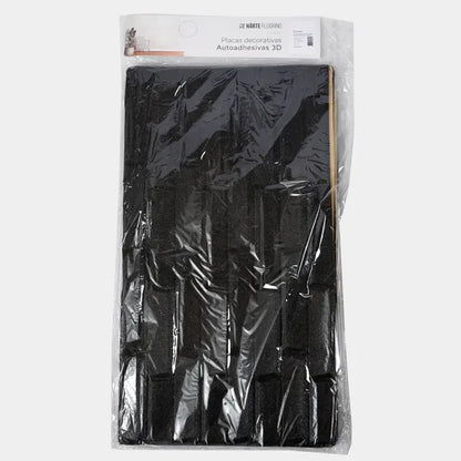 Placa 3D Rectangulos Irregulares Negro Pack x5
