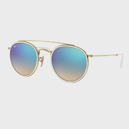 Anteojos De Sol Ray-ban Round Double Bridge RB3647 001 40 Celeste Degrade